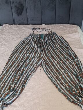 Boho Striped Teal and Brown Harem Jumpsuit